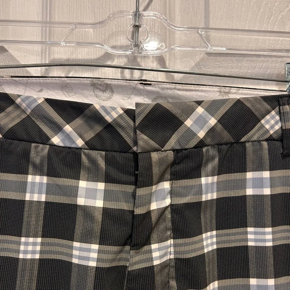 Puma Drycell Mens Plaid Tech Performance Golf‎ Pants Size 34x32 Black White Blue
